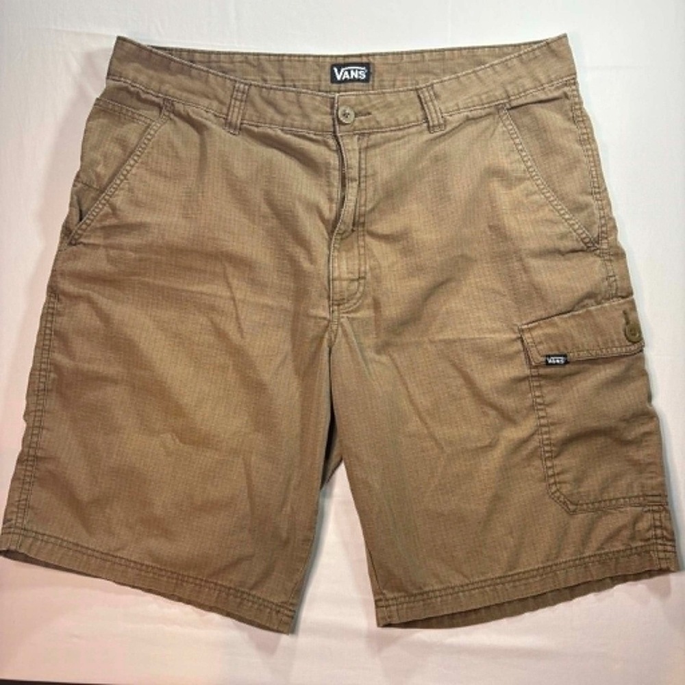 Vans Men 32 Ripstop Cargo Shorts Tan Khaki Skate Casual Utility Walkshorts